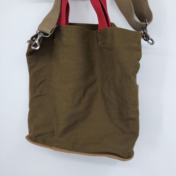 Urban Outfitters Army Green Nautical Anchor Patch Red Strap Shoulder Bag Purse - Picture 6 of 10